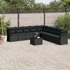 vidaXL Outdoor Sofa Set Black PE rattan Large Adjustable Feet
