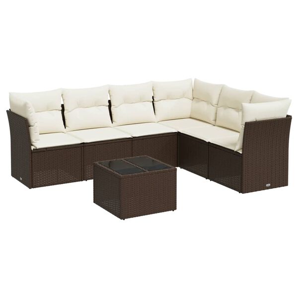 vidaXL Garden Sofa Set Brown and cream white