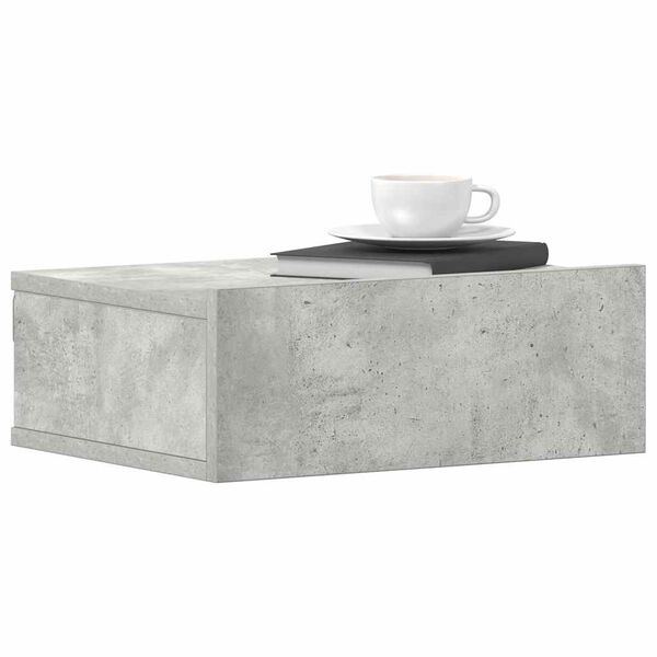 vidaXL Floating Nightstand Set of 2 Concrete Grey Engineered Wood