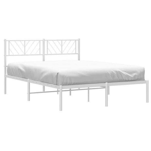 vidaXL Metal Bed Frame White Steel 47.2 x 78.7 in Metal Bed Frame