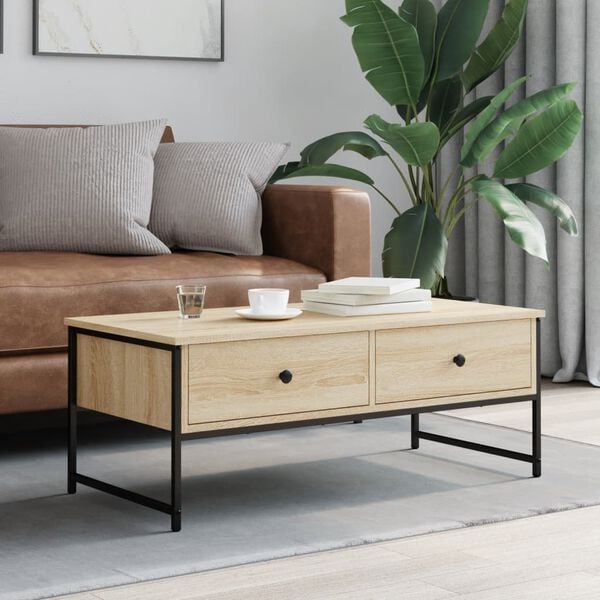 vidaXL Coffee Table Sonoma Oak Engineered Wood Standard Adjustable Feet