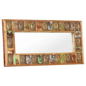 vidaXL Mirror Mixed Color Solid Reclaimed Wood 43.3 x 19.7 in