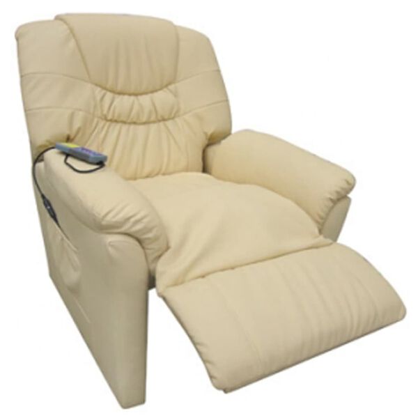 vidaXL Massage Chair Cream Faux Leather Standard Adjustable Footrests