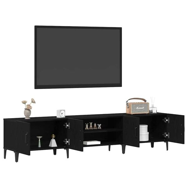 vidaXL TV Cabinet Black Oak 70.87 x 12.40 x 15.75 in Engineered Wood