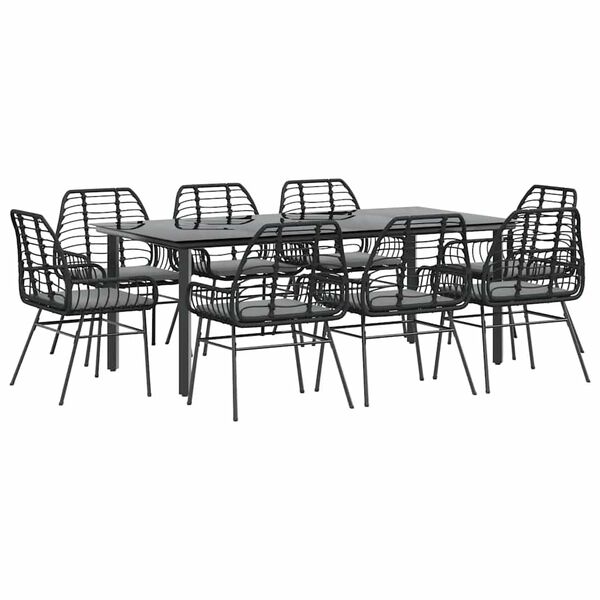 vidaXL Garden Dining Set Black, Dark Grey
