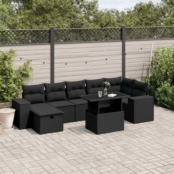 vidaXL Garden Sofa Set Brown Poly Rattan Medium Removable Covers