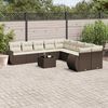 vidaXL Garden Sofa Set Brown PE rattan, powder-coated steel, tempered glass