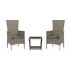 vidaXL Garden Dining Set Grey PE rattan 3 Piece Set