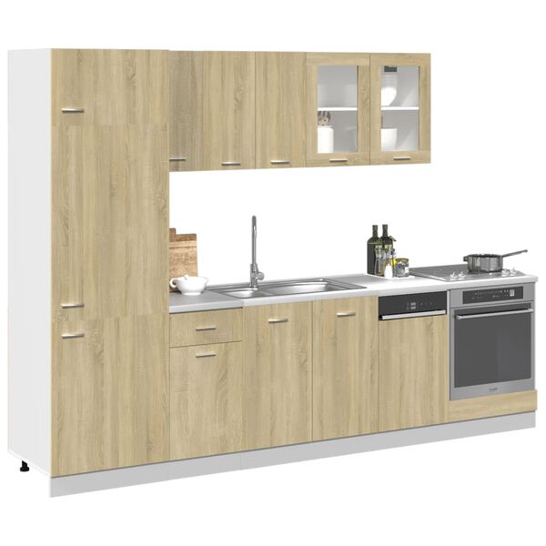 vidaXL Kitchen Cabinet Set Set of 8 Sonoma oak Engineered wood Large
