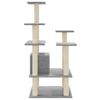 vidaXL Cat Tree Light Grey Engineered Wood, Plush, Sisal Medium Durable