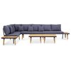 vidaXL 7-Seater Patio Lounge Set with Cushions Solid Acacia Wood