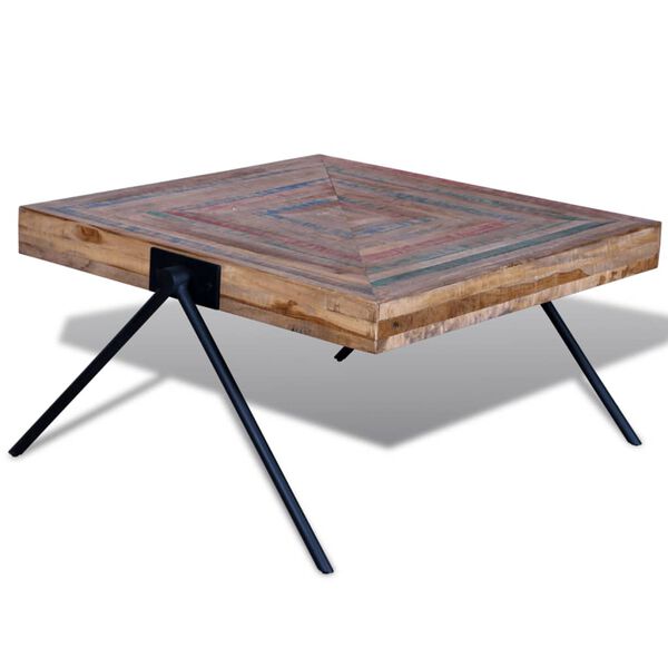 vidaXL Table Various shades of teak, Black Reclaimed teak wood, painted iron