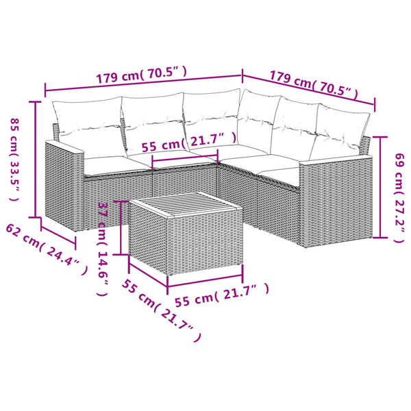 vidaXL Garden Sofa Set Black
