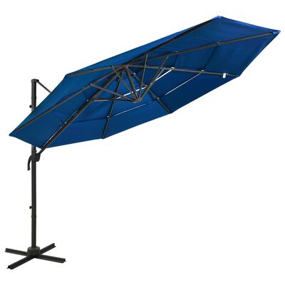 vidaXL 4-Tier Parasol with Aluminum Pole Azure Blue 9.8'x9.8'