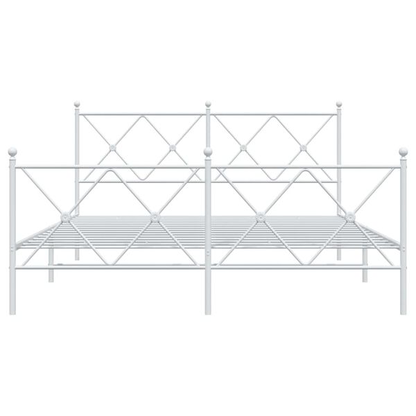 vidaXL Bed Frame White Steel 63 x 79 in Bed Frame Rectangular