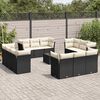 vidaXL Garden Sofa Set Black PE Rattan Large Adjustable Feet
