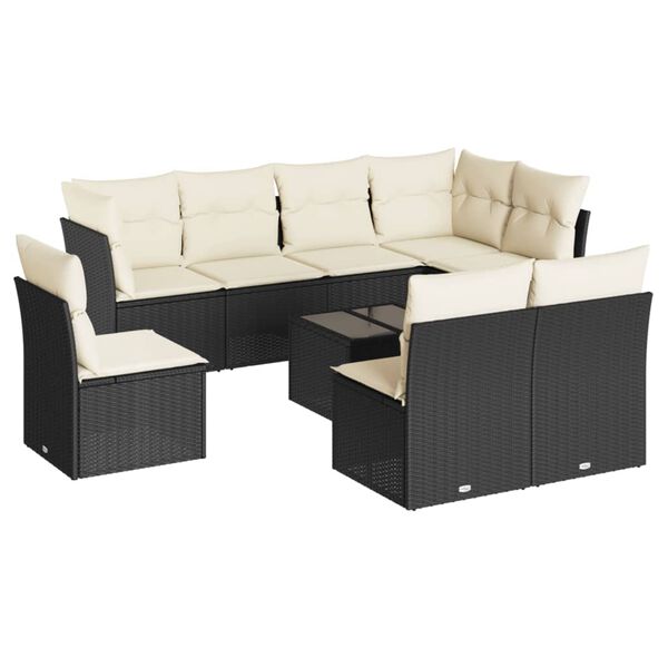 vidaXL Garden Sofa Set Black, Cream White