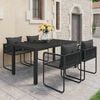 vidaXL Dining Set Black PVC rattan, powder-coated steel, aluminum, WPC