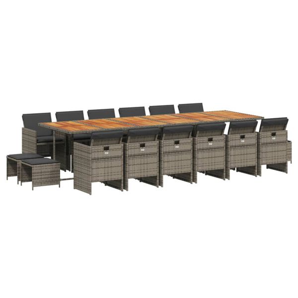 vidaXL Garden Dining Set Grey, Brown, Dark Grey