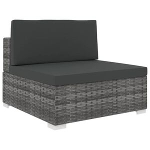 vidaXL Middle Seat Grey PE Rattan, Polyester, Powder-Coated Steel Medium