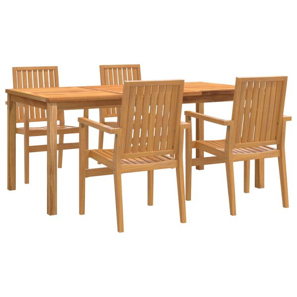 vidaXL 5 Piece Patio Dining Set Solid Wood Teak