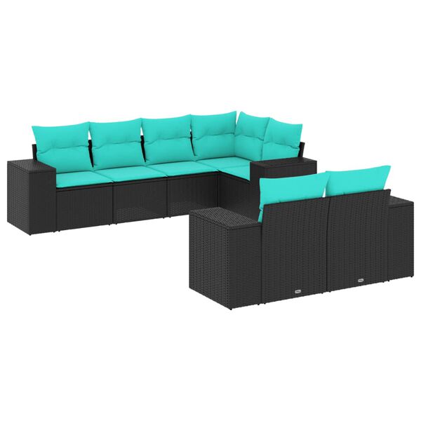 vidaXL Patio Sofa Set Black and Blue