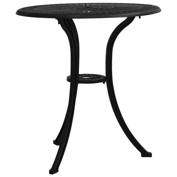 vidaXL Garden Table Black Cast Aluminum Medium Decorative Inlays
