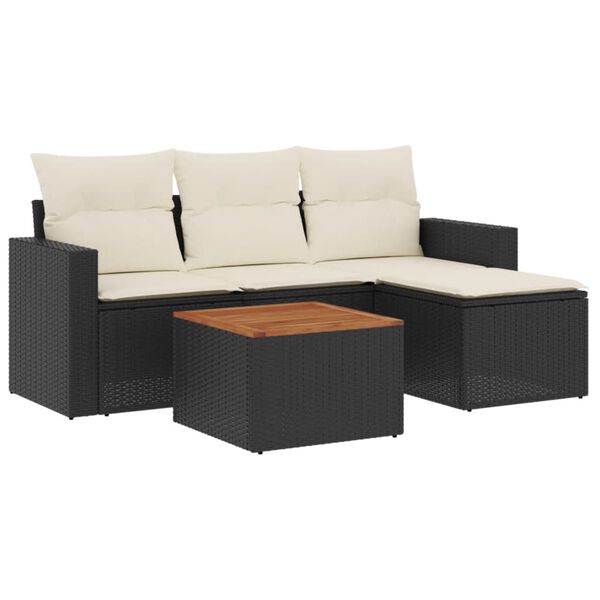 vidaXL Garden Sofa Set Black and brown