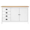 vidaXL Sideboard White and honey brown Solid pine wood Medium Sideboard
