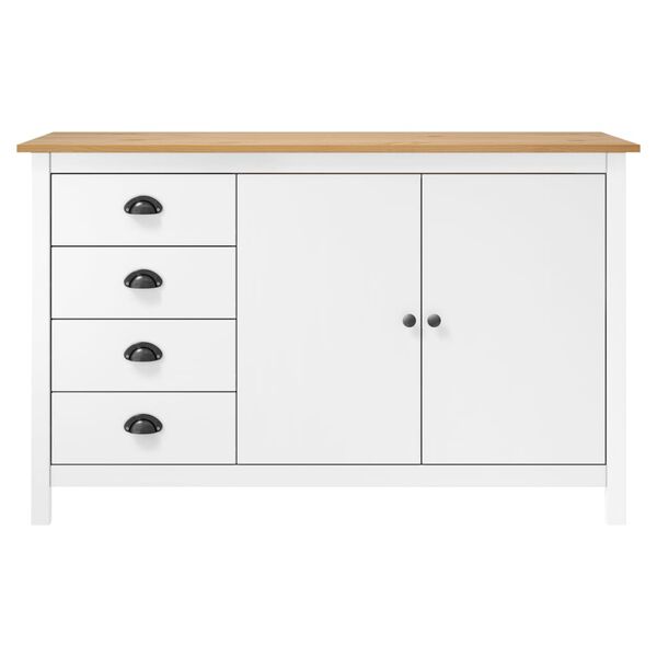 vidaXL Sideboard White and honey brown Solid pine wood Medium Sideboard