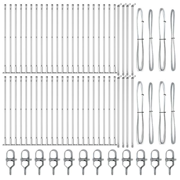 vidaXL Fence Post Other 52 pcs Grey 1.26 x 1.26 x 43.31 in Steel