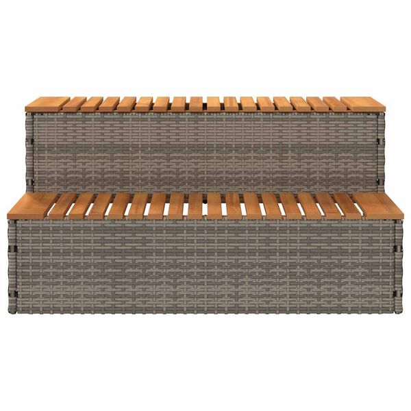 vidaXL Hot Tub Step Grey PE Rattan Medium Adjustable Feet Hot Tub Step