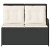 vidaXL Garden Bench with Cushion Black and Cream White Poly Rattan