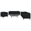vidaXL Sofa Set Black Polyester, Plywood, Solid Wood Durable Sofa Set