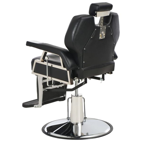 vidaXL Barber Chair Black Faux Leather, Metal Medium