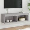 vidaXL TV Stand with LED Lights Gray Sonoma 39.4"x11.8"x11.8"