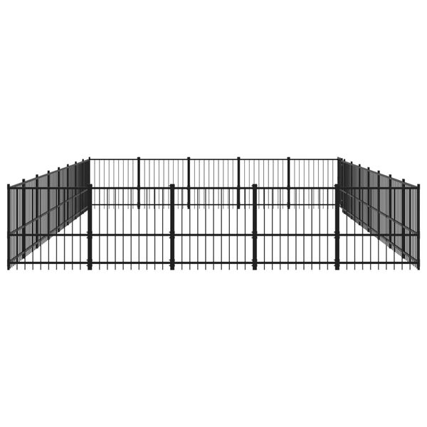 vidaXL Dog Kennel Black Powder-coated steel Large Durable Dog Kennel