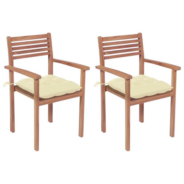 vidaXL Garden Chair Set of 2 Teak Fine sanded teak wood, polyester fabric