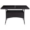 vidaXL Dining Table Black Poly Rattan, Steel, Tempered Glass Medium