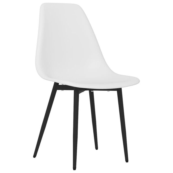 vidaXL Dining Chair Set of 4 White Polypropylene, Powder-Coated Metal