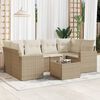 vidaXL Garden Sofa Set Beige PE rattan 7 Piece Modular Garden Sofa Set