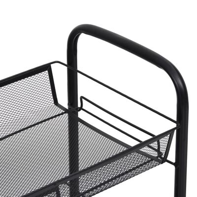 vidaXL 4-Tier Kitchen Trolley Black 18.1"x10.2"x33.5" Iron