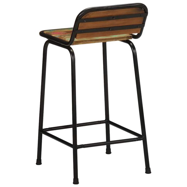 vidaXL Bar Stool Set of 4 Brown and Black Solid Reclaimed Wood, Iron