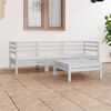 vidaXL Garden Lounge Set White Solid Pine Wood Modular Garden Lounge Set