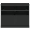 vidaXL Sideboard Black Engineered wood, Glass Medium Sideboard
