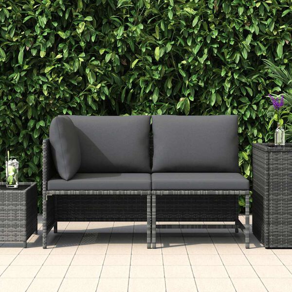 vidaXL Garden Sofa Set Grey PE rattan, steel, polyester Medium Modular