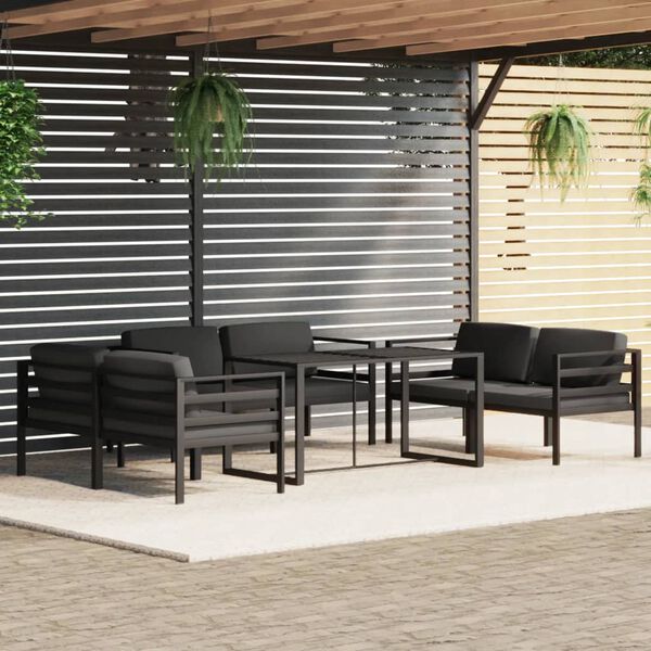 vidaXL Garden Lounge Set Anthracite Aluminum, Polyester Large Modular