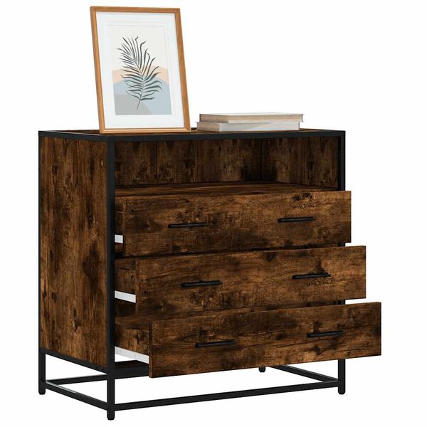 vidaXL Drawer Cabinet Smoked Oak Engineered Wood, Metal Medium