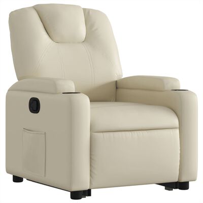 vidaXL Stand up Recliner Chair Cream Faux Leather