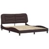 vidaXL Bed Frame Dark Brown Polyester, Plywood, Solid Pine Wood Queen